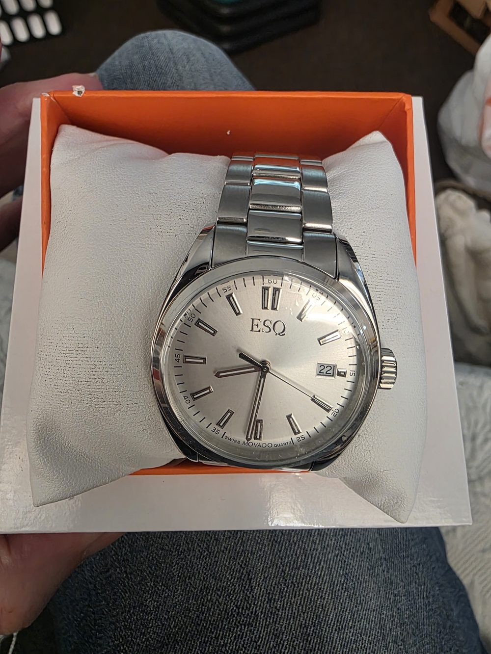 Men’s Silver Stainless Steel Dress Watch ESQ Movado - Brand New